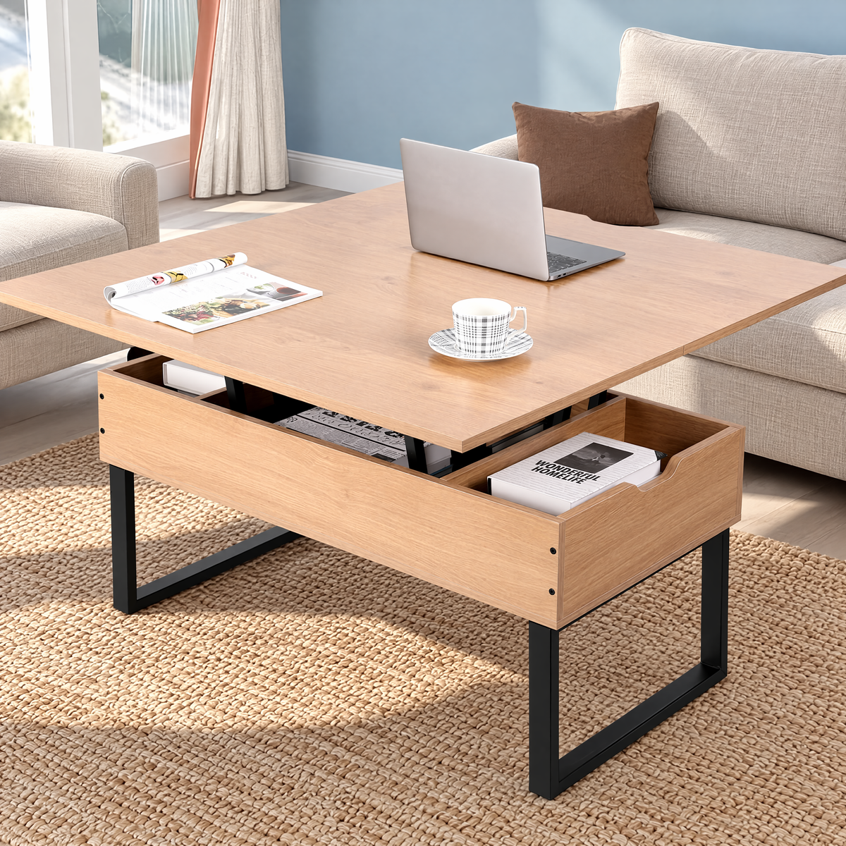 SEPA Synchronized Lift-Top Folding Coffee Table