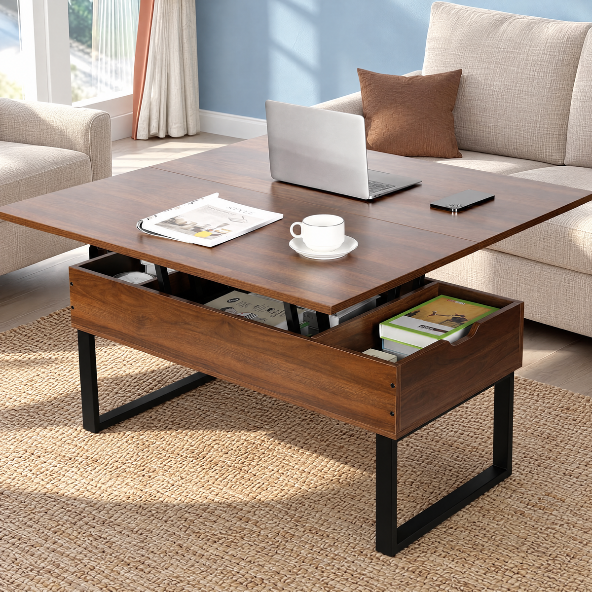 SEPA Synchronized Lift-Top Folding Coffee Table