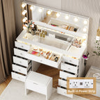 STELLIS Glass-Top Lighted Vanity Set with Magnifying Mirror