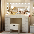 STELLIS Glass-Top Lighted Vanity Set with Magnifying Mirror