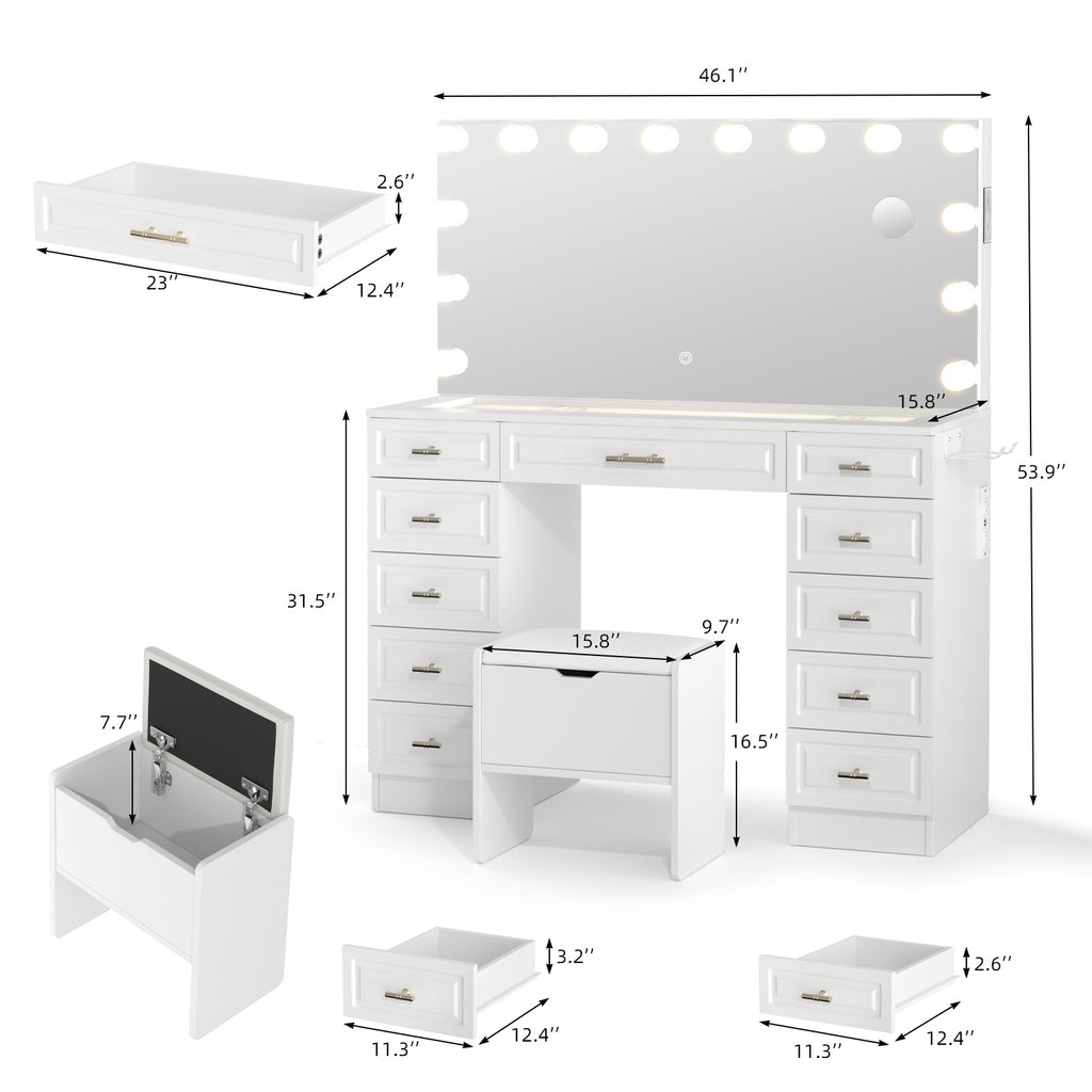 AUVY Lighted Vanity with Magnifying Mirror & Bluetooth Speaker