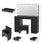 STELLIS Glass-Top Lighted Vanity Set with Magnifying Mirror