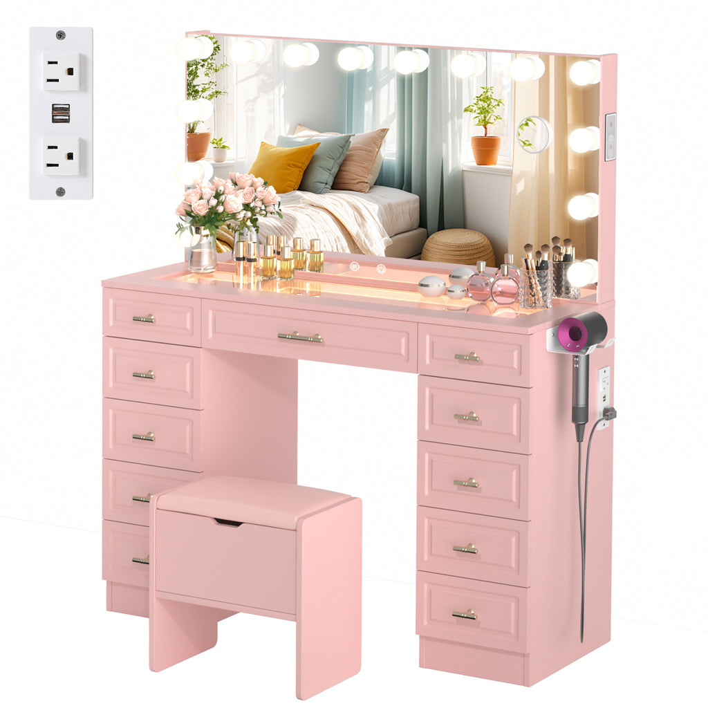 AUVY Lighted Vanity with Magnifying Mirror & Bluetooth Speaker