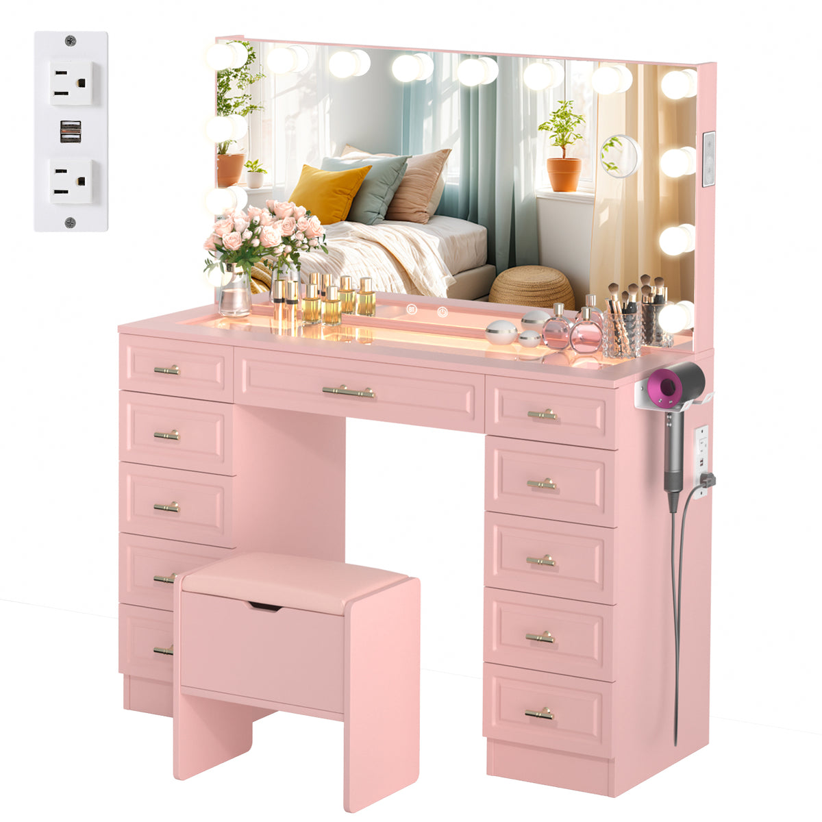 AUVY Lighted Vanity with Magnifying Mirror & Bluetooth Speaker