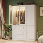 VIEN 47.3" W Glass Door Armoire Closet with LED Lighting