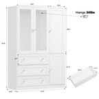 VIEN 47.3" W Glass Door Armoire Closet with LED Lighting