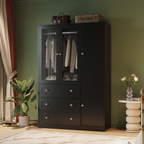 VIEN 47.3" W Glass Door Armoire Closet with LED Lighting