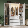 VIEN 63" W Glass Door Armoire Closet with LED Lighting