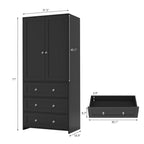 ELARA Mirrored Armoire Wardrobe with 3 Drawers 31.5" W x 18.9" D x 71" H