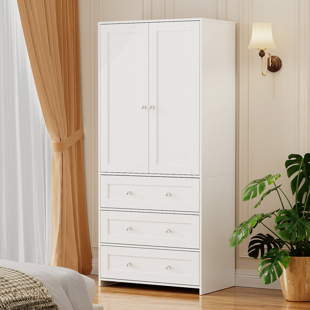 ELARA 31.5" W Mirrored Armoire Wardrobe with 3 Drawers