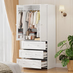 ELARA 31.5" W Mirrored Armoire Wardrobe with 3 Drawers