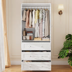 ELARA 31.5" W Mirrored Armoire Wardrobe with 3 Drawers