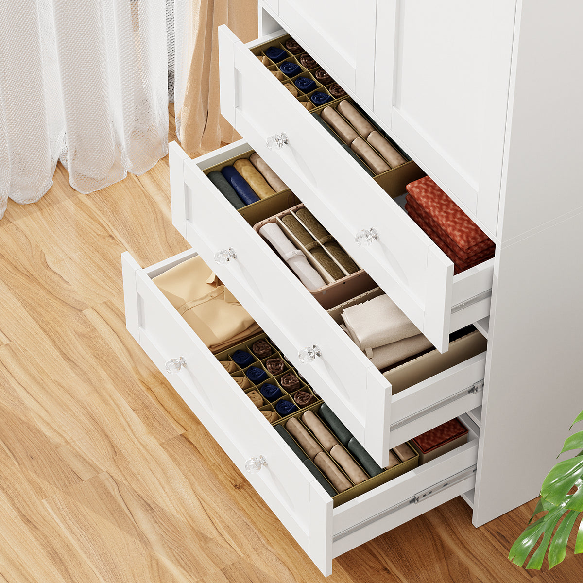 ELARA 31.5" W Mirrored Armoire Wardrobe with 3 Drawers