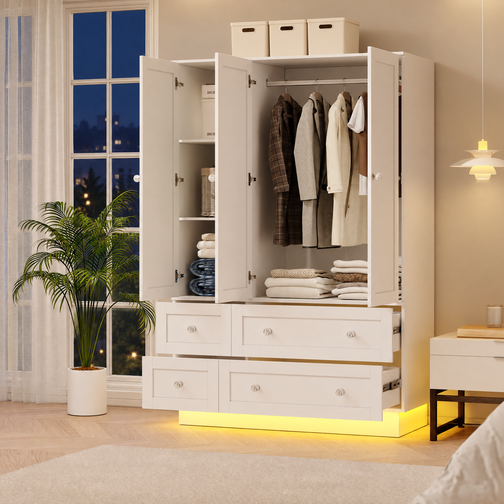 MONROE 47.3" W Mirrored Wardrobe with LED Lights