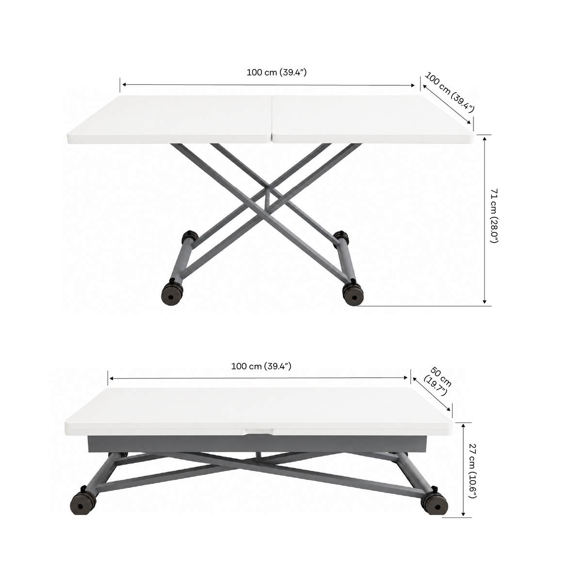 XINNO Height-Adjustable Extendable Folding Coffee Table