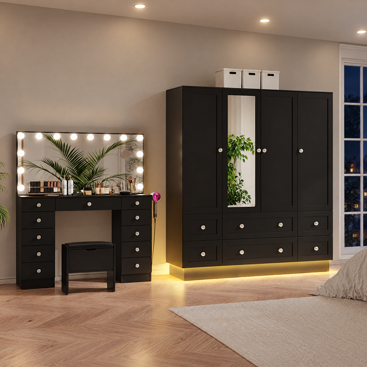 MONROE Mirrored Wardrobe with LED Lights