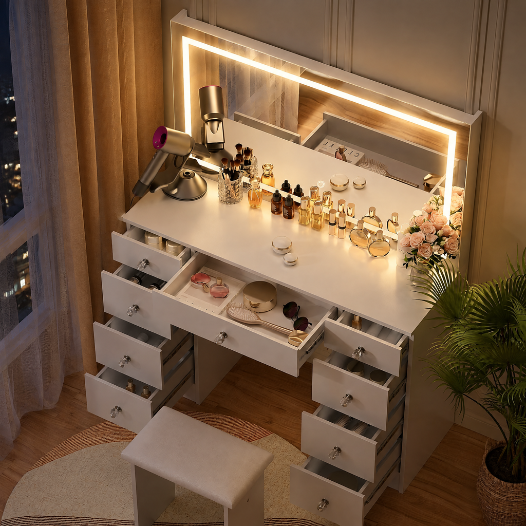 MONO 43" Vanity Desk with Lighted Mirror