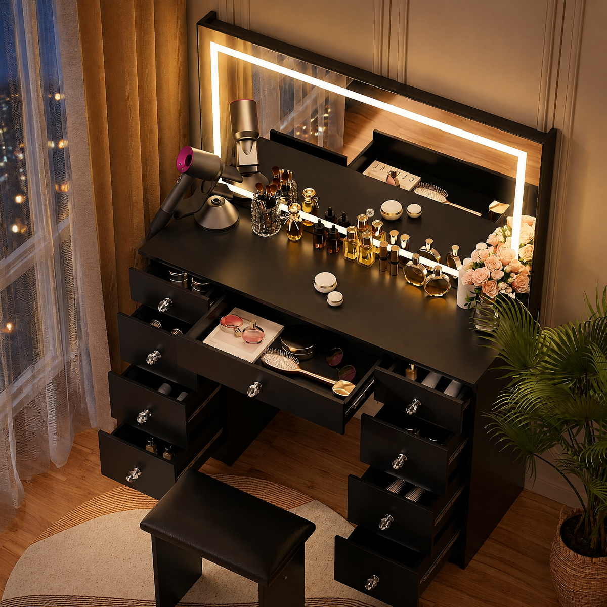 MONO 43" Vanity Desk with Lighted Mirror