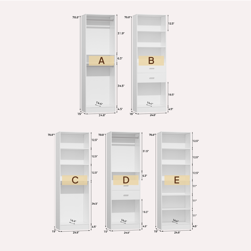 NORRI Freestanding Walk-in Open Wardrobe Closet System White